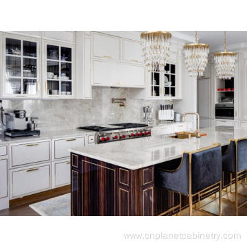 Luxury Australian Shaker Cherry Wood Marble Kitchen Cabinet